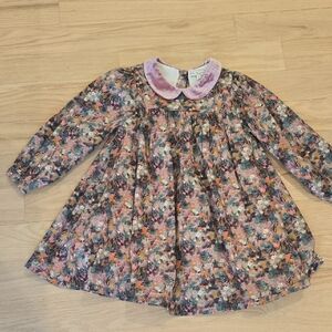 Floral Kids Dress with Pink Collar